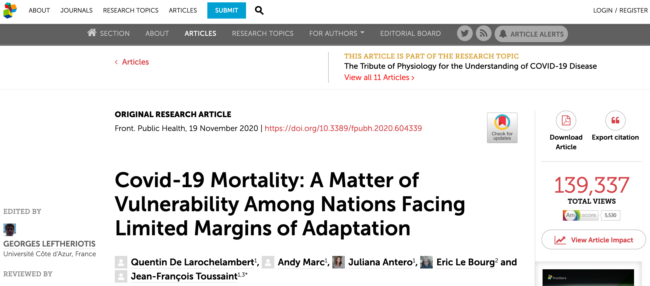 Covid-19 Mortality: A Matter of Vulnerability Among Nations Facing Limited Margins of Adaptation